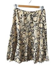 Vintage Peter Nygard Beige Floral Embroidered Stitch Boho Midi Skirt sz 6