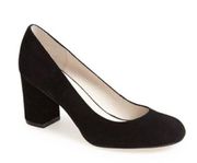 Bettye by Bettye Muller Colette Black Suede Round Chunky Heels Toe Pump Shoes 10