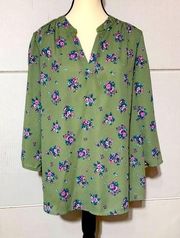 Crescent & willough ladies XL pretty green pull over blouse