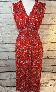 MAX STUDIO Maxi Dress Red Floral Sleeveless-Small