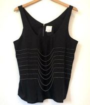 LINE DOT REVOLVE Solid Black Chain Sleeveless Scoop / V-Neck Blouse Top Medium