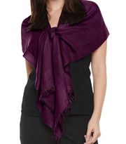 Pashmina Womens Handwoven Cashmere Silk Blend Scarf Wrap 26" x 76" Prune Purple