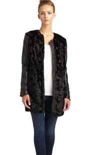 French Connection Faux Fur Wool Collarless Jacket