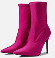 NEW  GUESS Frita Ankle Boot Satin Fabric Fuchsia / Pink