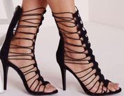 Missguided | Black Strappy Gladiator Heels