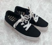 Toms Alpargata Lug Platform Lace Up Sneakers Black White 6