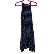 Anthropologie Bella Dahl Dress Womens Medium Navy Blue Polka Dot Halter Swing