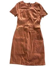 Walter Baker Dress Womens Small Metallic Orange Short Sleeve Sheath W118 Poly