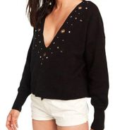 Wildfox Cline Sweater Rhinestones Grommets Studs