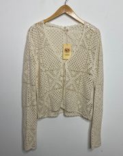 Lace Knit Tie Cardigan