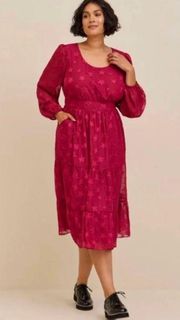 Magenta Star Midi Dress 