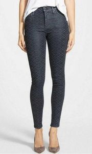 Rocket Geometric Print Coated High Rise Skinny Jeans 27