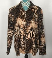 Misook Zip Tiger Print Jacket Sz L Pretty