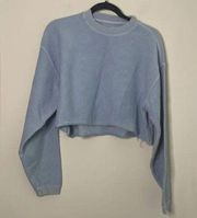 The Southern Shirt Company Southern Shirt Dusty Blue Long Sleeve Crew Neck Crop Cropped Sweater Casual