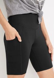 Maurices Luxe Black High Rise Side Pocket 9” Bike Shorts