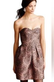 Anthropologie Hutch Candy Rose Jacquard Strapless dress size 8