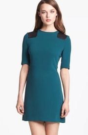 Marc by Marc Jacobs Womens Teal Black Leather Trim Sheath‎ Dress Size 4