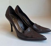 bcbg vintage brown loafer heels