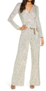 Eliza J Sequin Wrap Front Long Sleeve Jumpsuit (6)