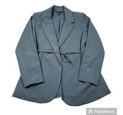 Athleta Endless Blazer Green Tie Front Jacket Sport Coat Size 10 Pockets