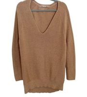 Athleta Hanover Wool Blend Sweater Womens Size M Oversized V-Neck Camel Tan