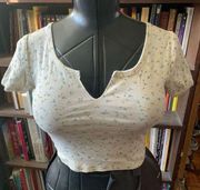 Victoria’s Secret vintage yellow floral split neck XS crop top