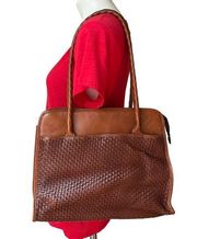 Patricia Nash Woven Paris Brown Leather Tote