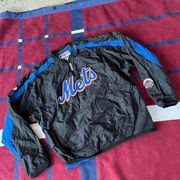 Vintage Majestic MLB New York Mets Side Zip windbreaker Pullover Dugout L