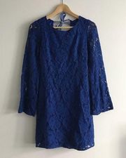 MM Couture Miss Me Open Back‎ Royal Blue Long Sleeve Shift Dress Womens S…