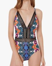 Nanette Lepore Crochet Trim Swimsuit