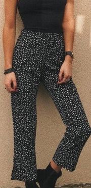 Flynn Skye Black Polka Dot Wide Leg Trouser Pants Size Small