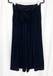 Misa Los Angeles Coco Velvet Bow Cropped Wide Leg Pants: Black