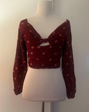 Boho Floral Burgundy Crop top Sz S