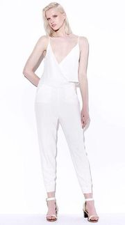 Theory Odila Jumpsuit Admiral‎ Crepe Cross Over Drape Top Sleeveless Off White 4