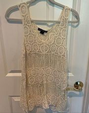 Living Doll Cream Crochet Tank Sz M/L