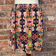 colorful abstract print above-the-knee skirt / M / EUC