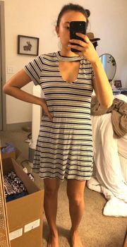 Choker Striped T Shirt Dress