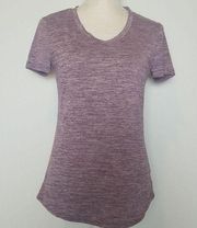 Danskin Shirt Top‎ Active Women's Small Short Sleeve Mauve White Yoga Running