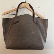 - Grey Berlin Diamond Perforated Leather Tote Bag Career Business