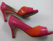 Liz Claiborne pink and orange peep toe heels in size 8