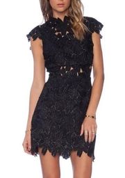 Piper Mini Dress Black Floral Lace Cocktail Party Size Small