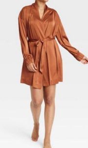 Rust Copper Satin Short Robe