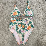 Gianni Bini Floral High Waisted Bikini Set XS