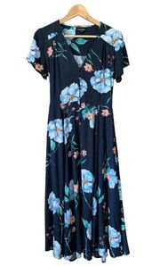 Yumi Kim Lolita Floral Midi Dress in Pretty in Petal Print Black Multi Size XS