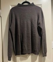 Saks Fifth Avenue Brown Mock Neck Cashmere Ribbed Sweater