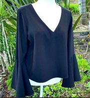 Fifteen Twenty bell sleeve navy small blouse