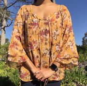 Macy's Floral BoHo Blouse