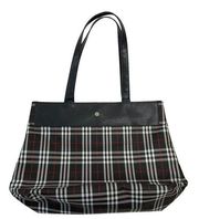 Authentic BURBERRY Nova Check Shoulder Tote Bag Nylon Leather Black J7079 Italy