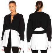 Alexander Wang Bi-Layer Cable Knit Cardigan in Black & White