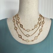 Triple Layer Gold Tone Princess Necklace